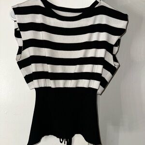 Black and White Striped Women's Top